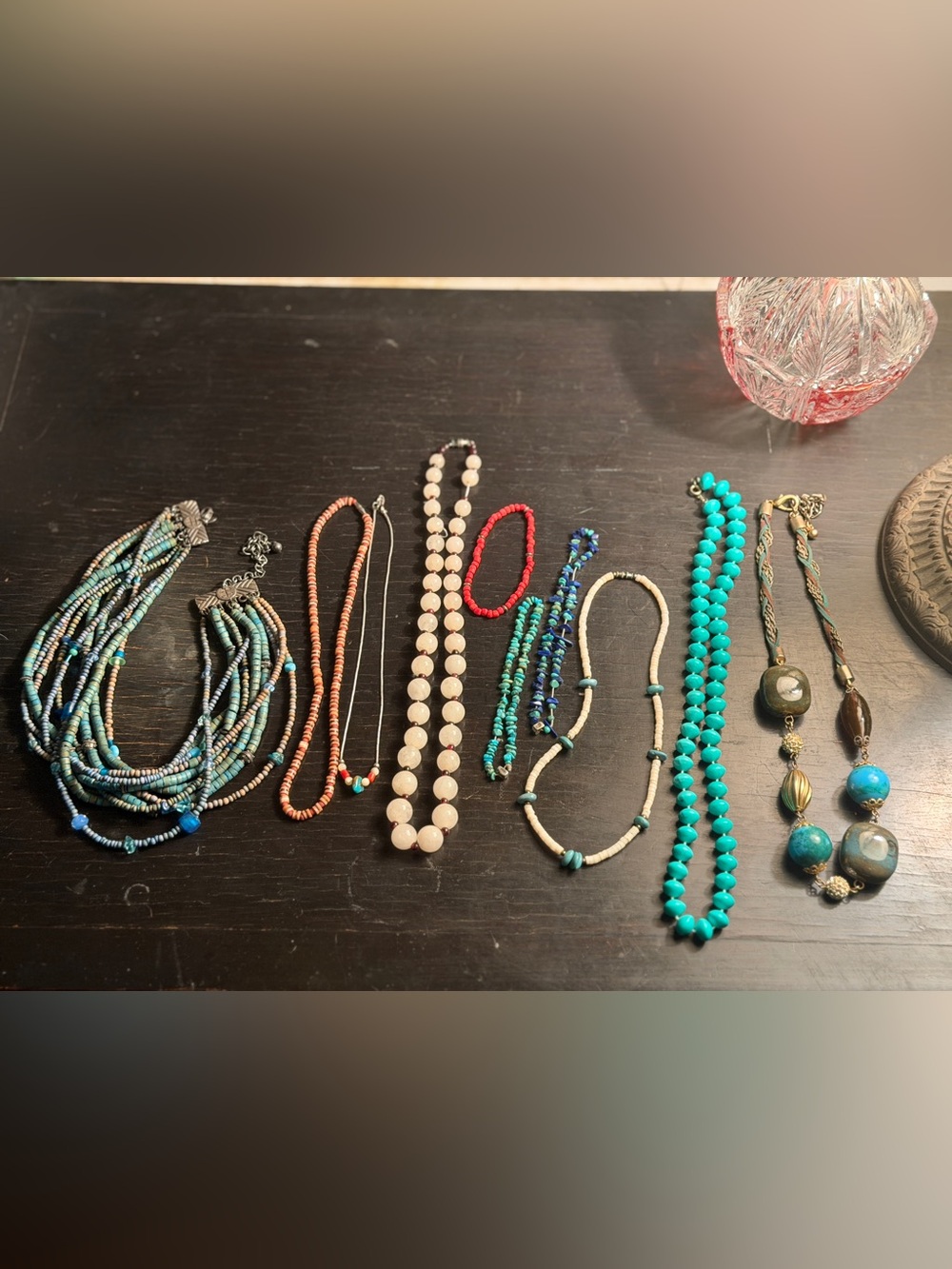 Carolyn Pollack Blue Turquoise, Red Coral BrCELET Bead Necklace 10P Lot 925
